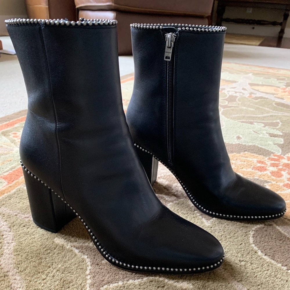 COACH Drea black leather beadchain boot, size 8
